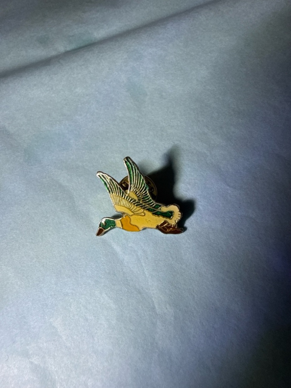 Vintage Mallard Duck Enamel Brooch – Flying Bird Nature Lapel Pin